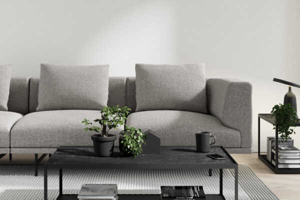 MESA DE CENTRO RECTANGULAR TAPA CERAMICA ESTRUCTURA METAL 10 - 543